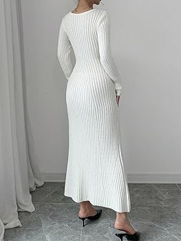 ワンピース Herlipto Simore Knit Long Dress Rhinestone knit maxi dress white / beige For Women | Sandro